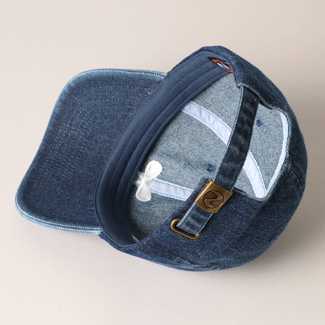 Trendy Bow Image Embroidered Denim Baseball Cap: LIGHT BLUE / ONE SIZE
