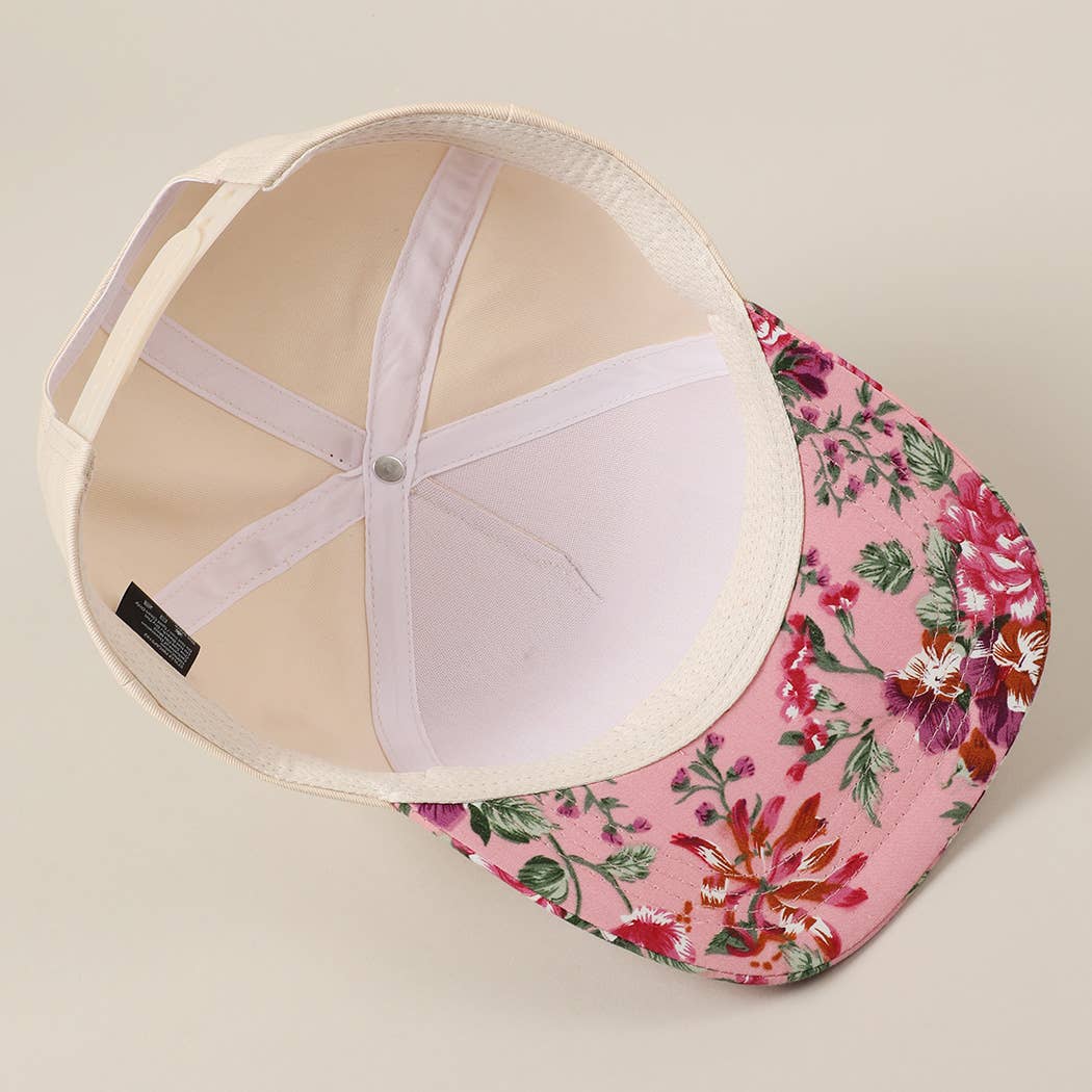 HOWDY Darlin' Embroidery Patch Floral Two-Tone Hat: Pink