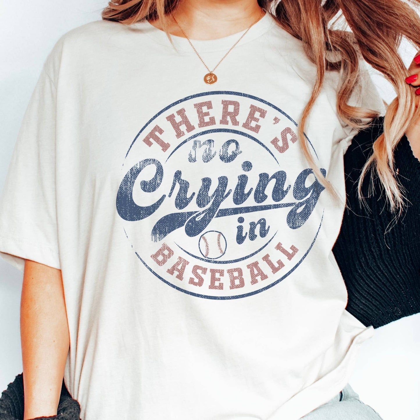 BRUINS There's No Crying in Baseball Sport Ballpark Graphic Tee: Beige / Large