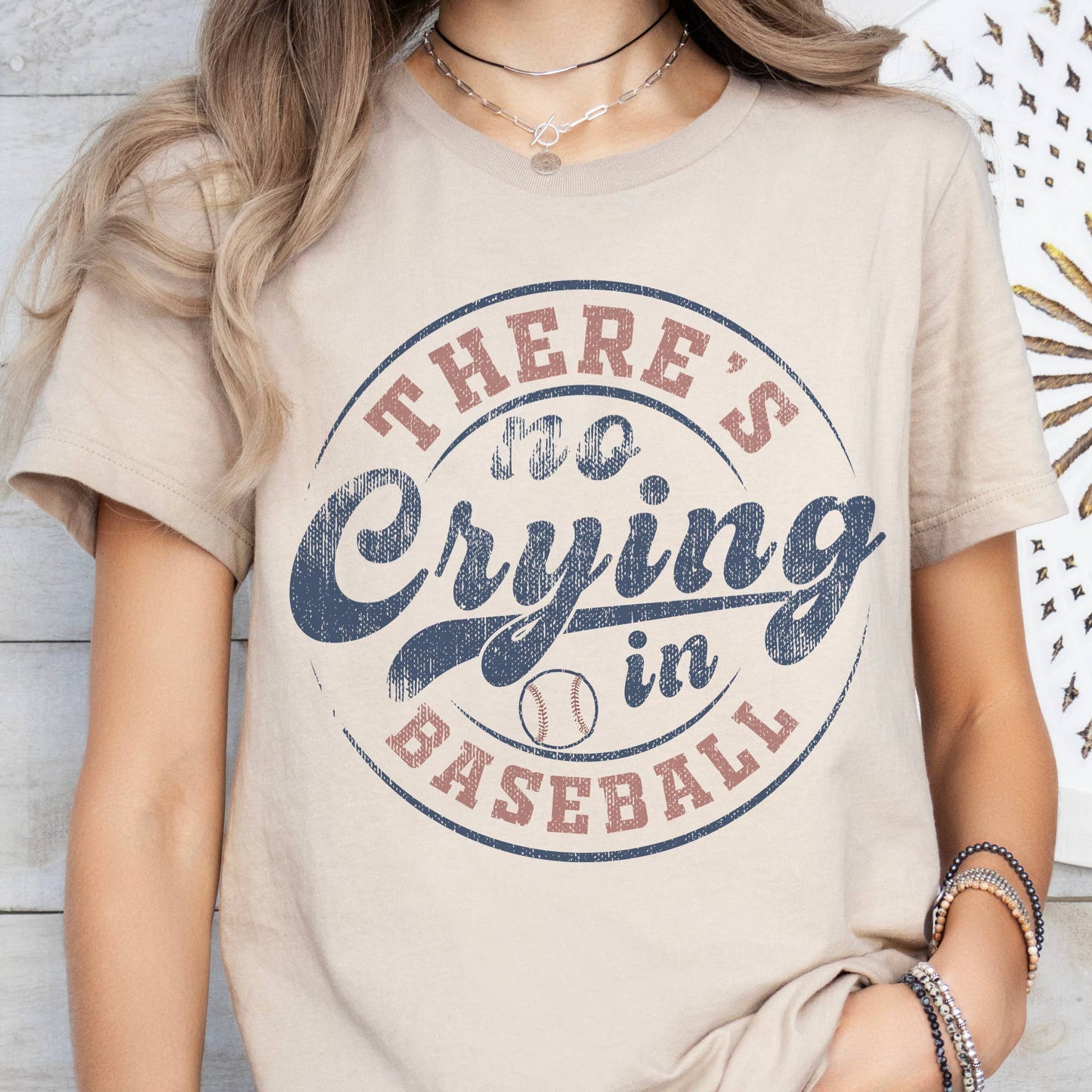 BRUINS There's No Crying in Baseball Sport Ballpark Graphic Tee: Beige / Large