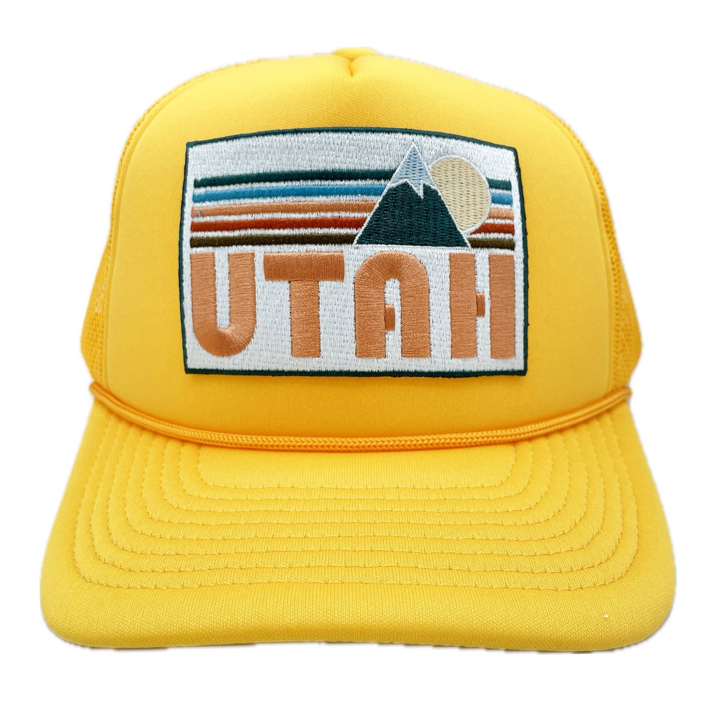Utah Trucker Hat Retro Mountain - Light Pink/White