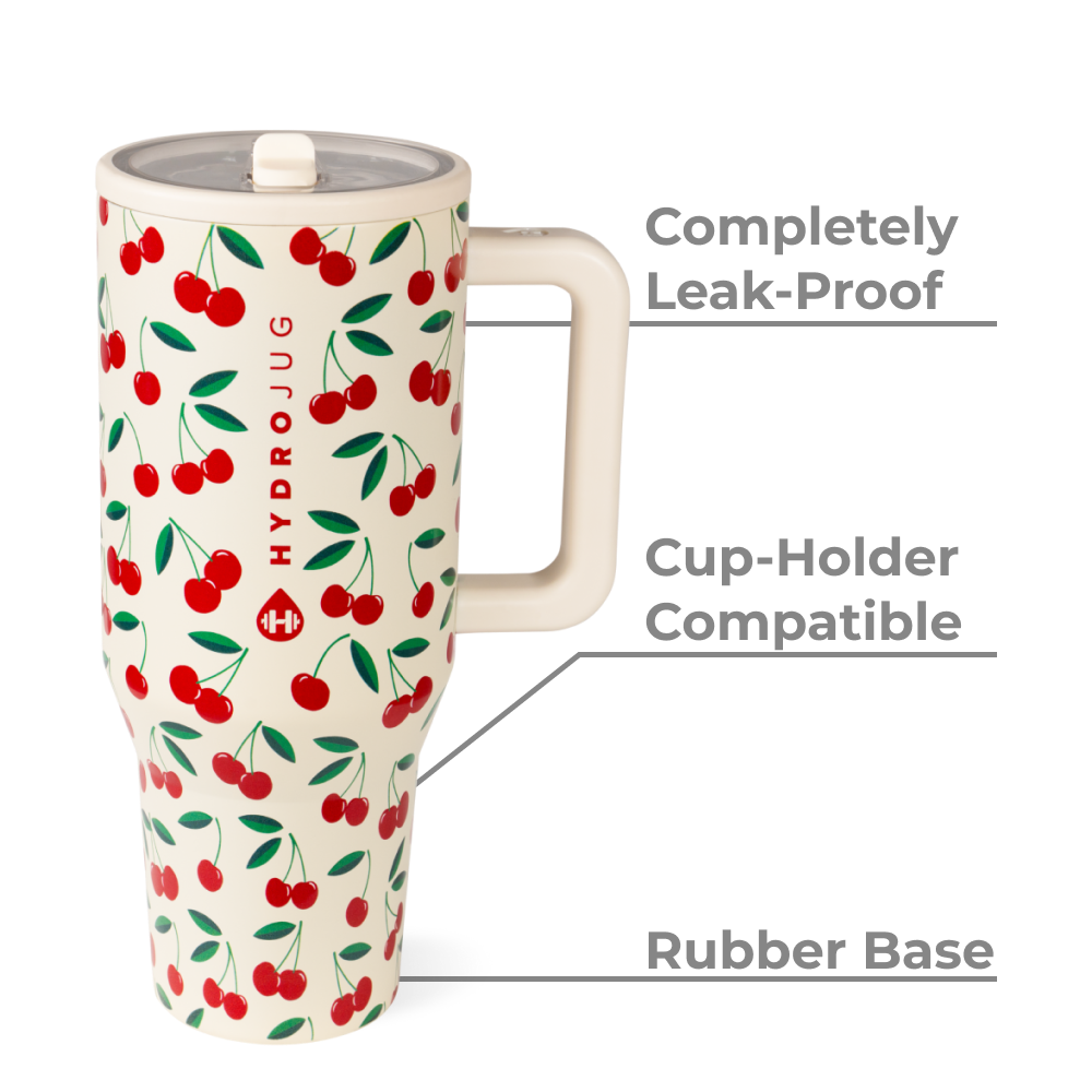 HydroJug Cherries 40 oz Traveler Tumbler