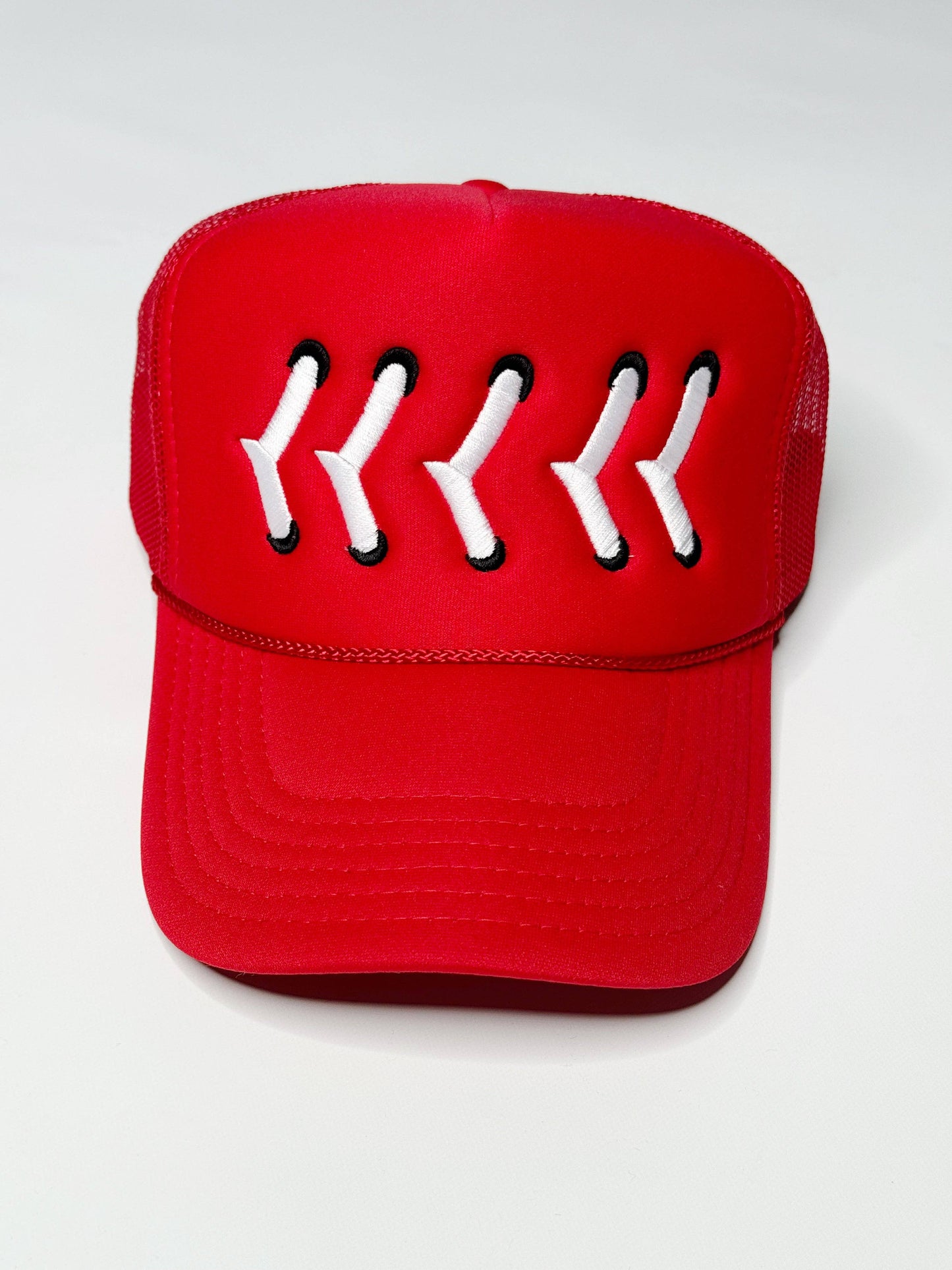 BRUINS Baseball Stitch Trucker Hat: Solid Red