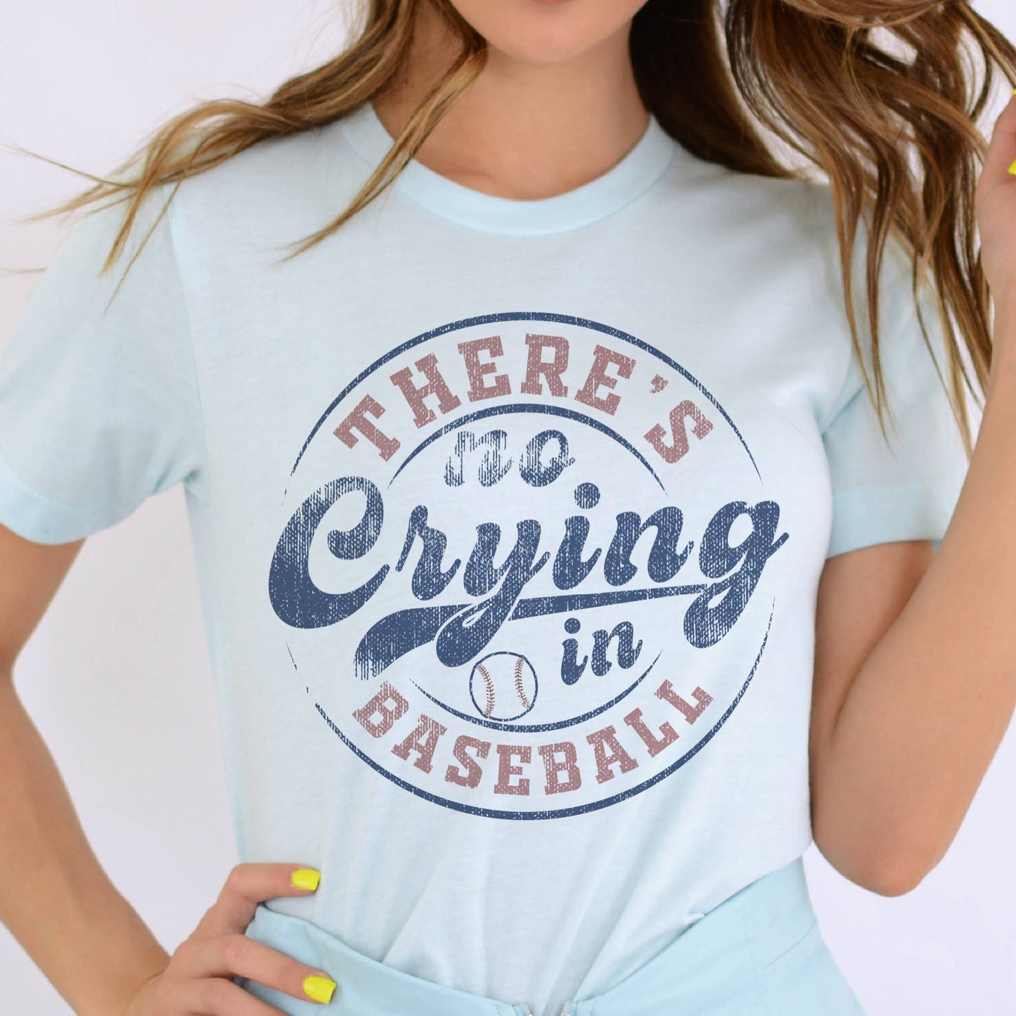 BRUINS There's No Crying in Baseball Sport Ballpark Graphic Tee: Beige / Large
