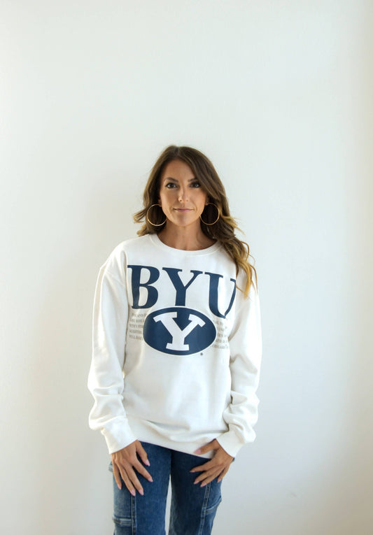 BYU Guccio Multimedia Comfort Crew: WHITE / S