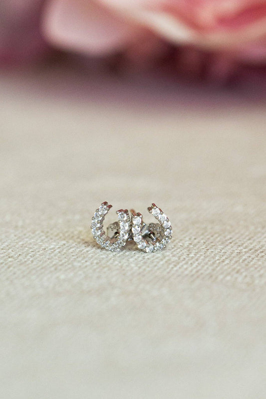 Luxe Horseshoe Earrings: Silver