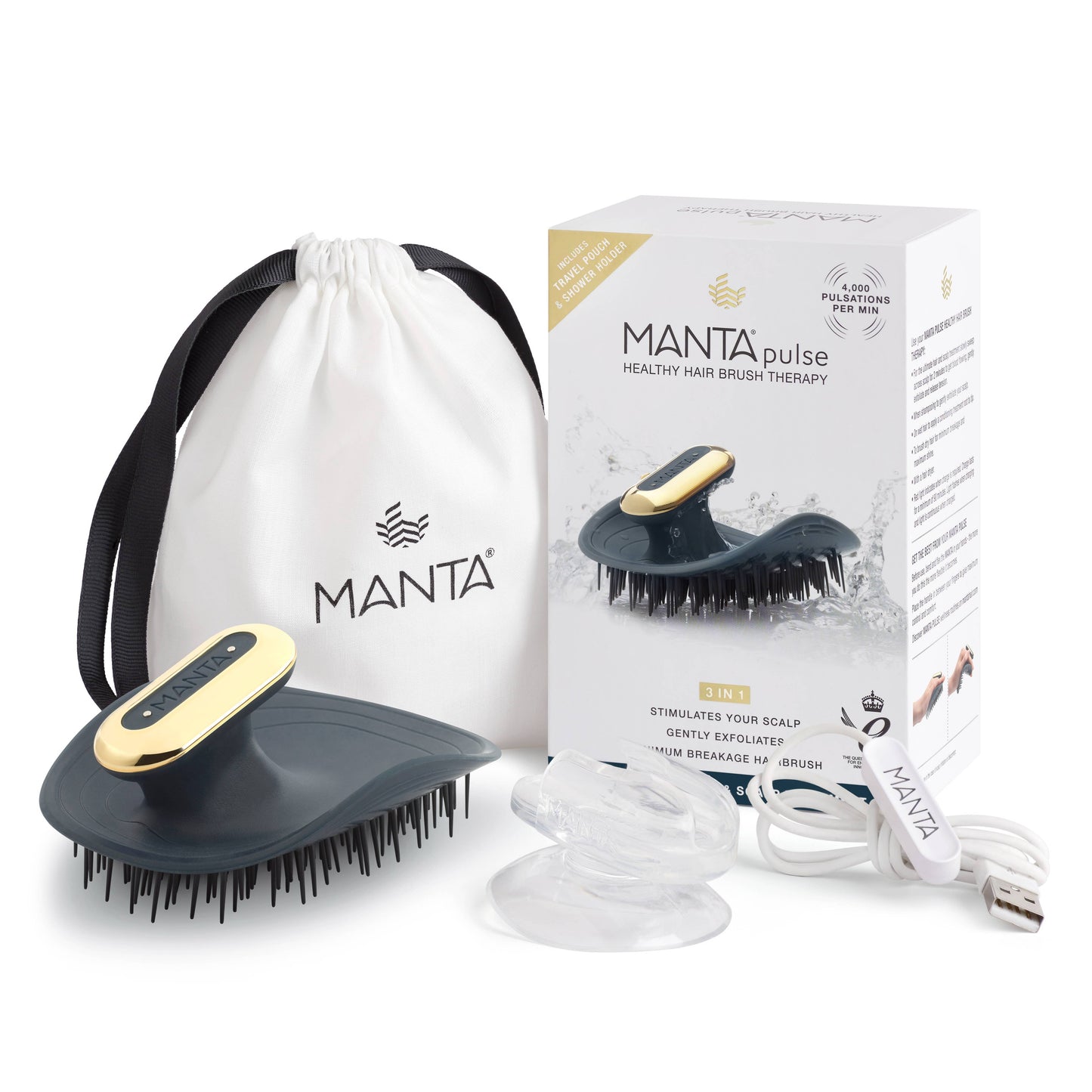 MANTA Pulse - The Scalp-Massaging Hairbrush : Blue