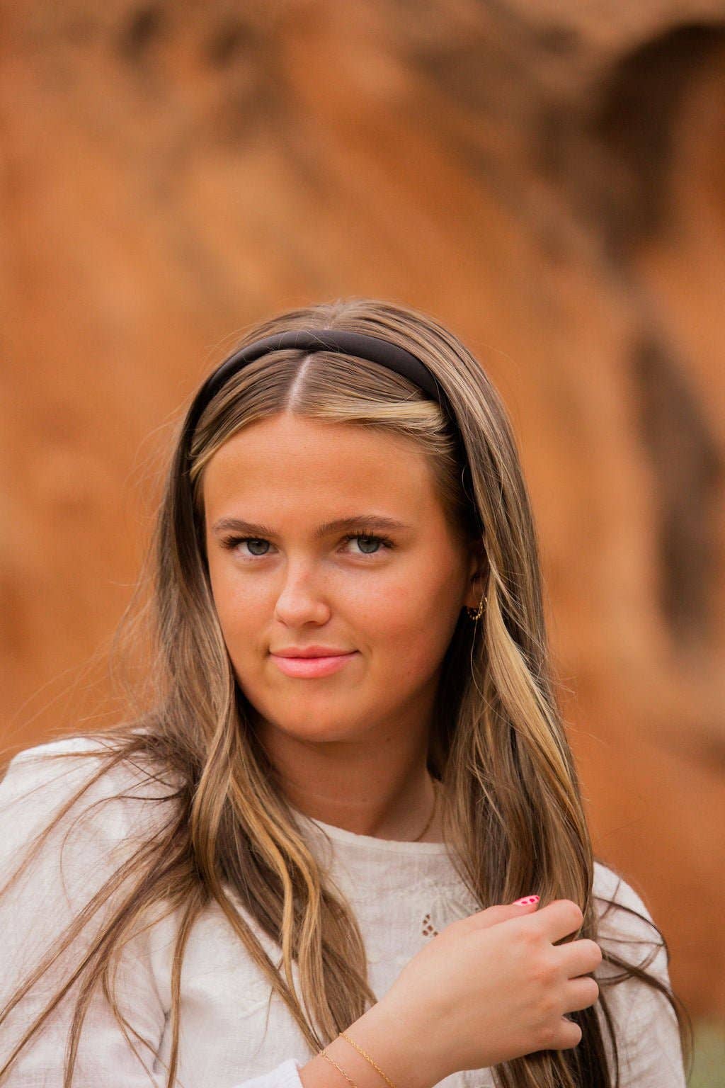 Thin Satin Headband: Brown