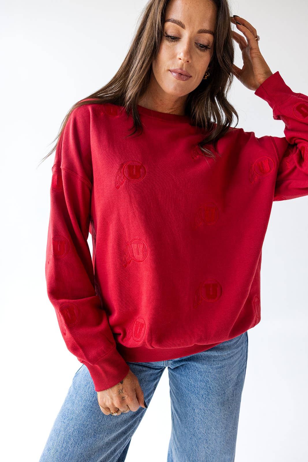Utah Ritter Repeat Lantern Sleeve Crew: RED / XL/XXL
