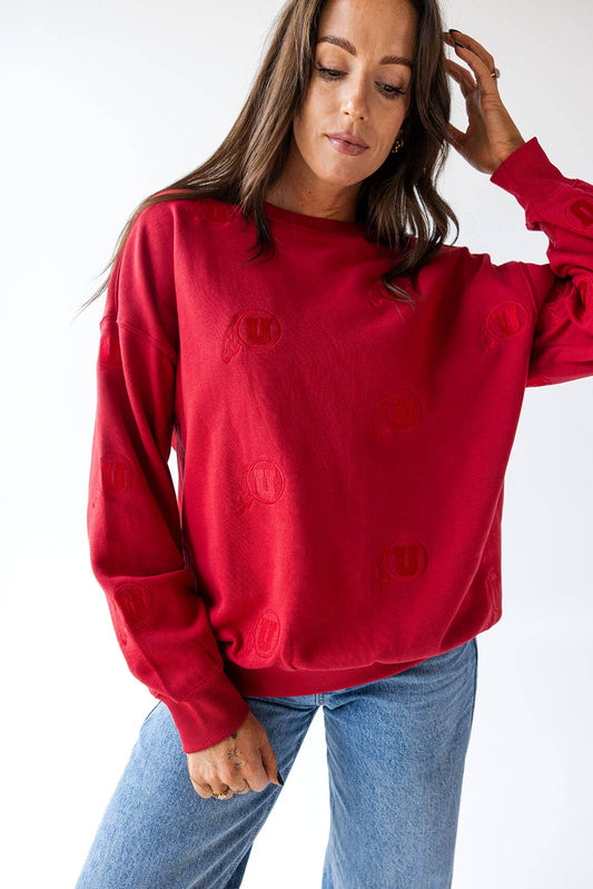 Utah Ritter Repeat Lantern Sleeve Crew: RED / XL/XXL