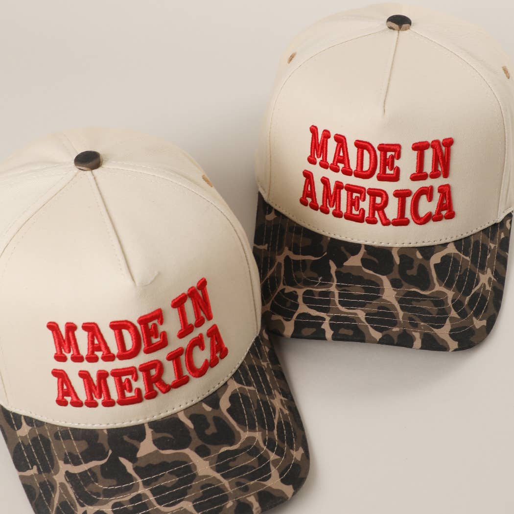 MADE IN AMERICA 3D Embroidered Two-Tone Leopard Brim Trucker: LPD / One Size