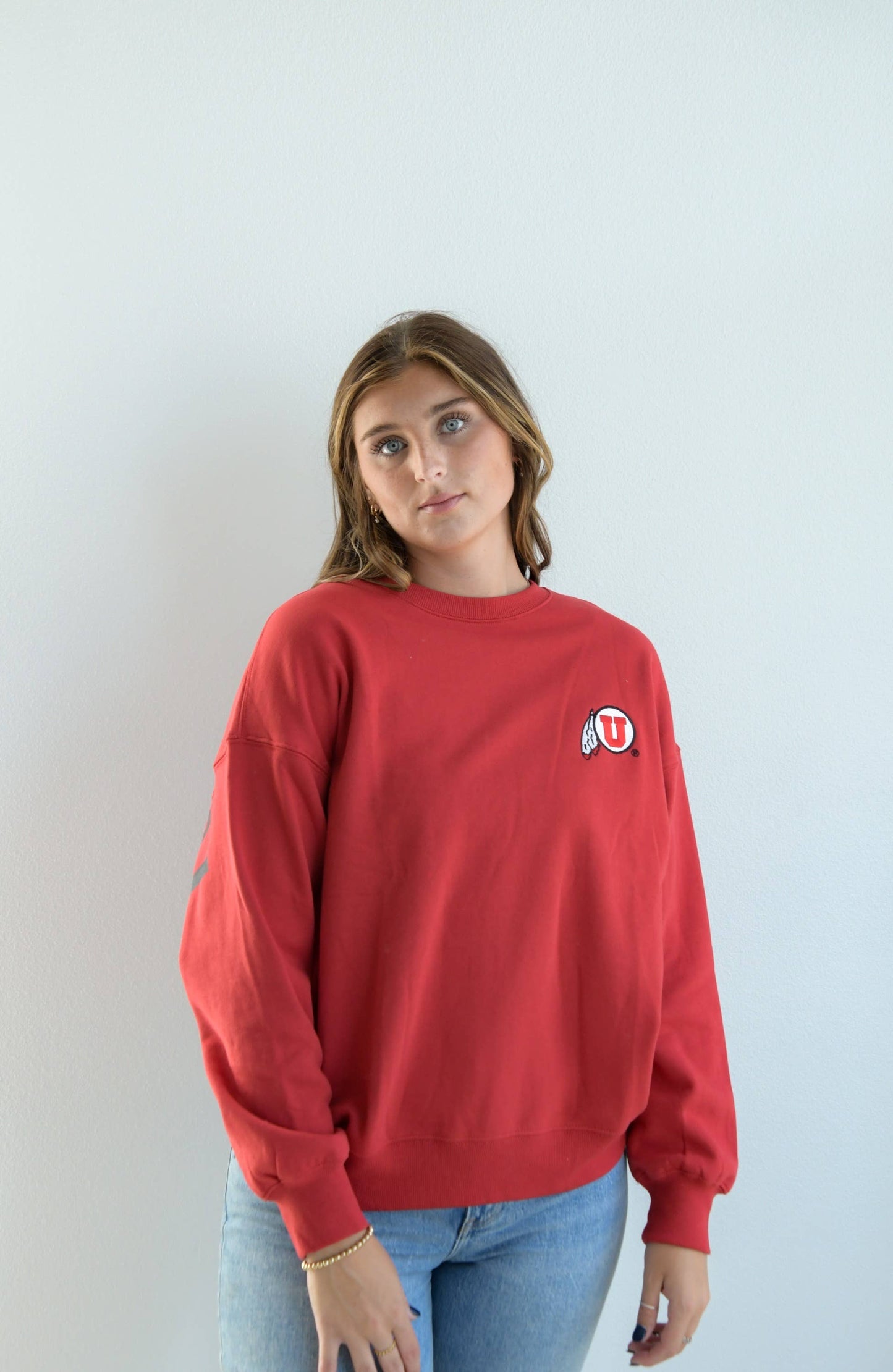 Utah Barkley Split Lantern Sleeve Crew: RED / XL/XXL