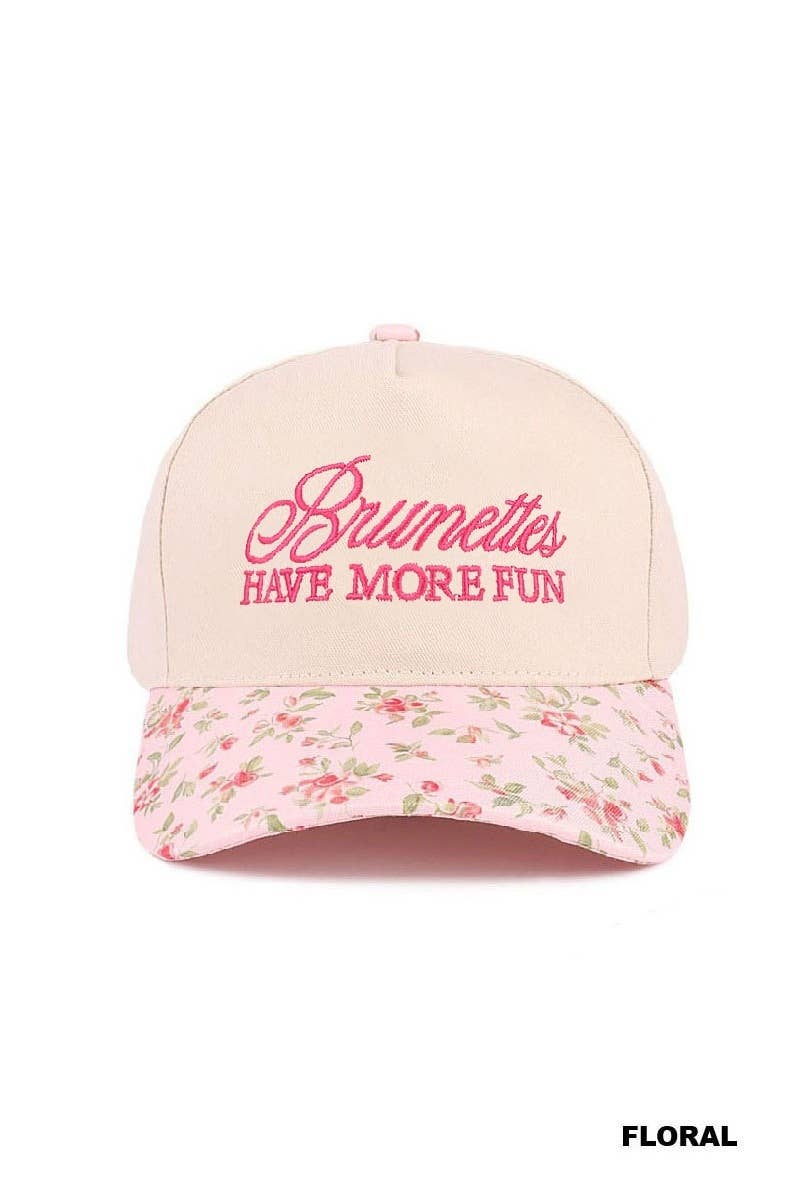 Brunettes Have More Fun Two-tone Canvas Cotton Hat: FLORAL
