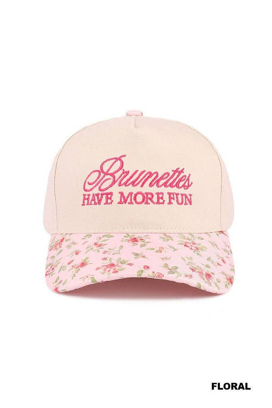 Brunettes Have More Fun Two-tone Canvas Cotton Hat: FLORAL