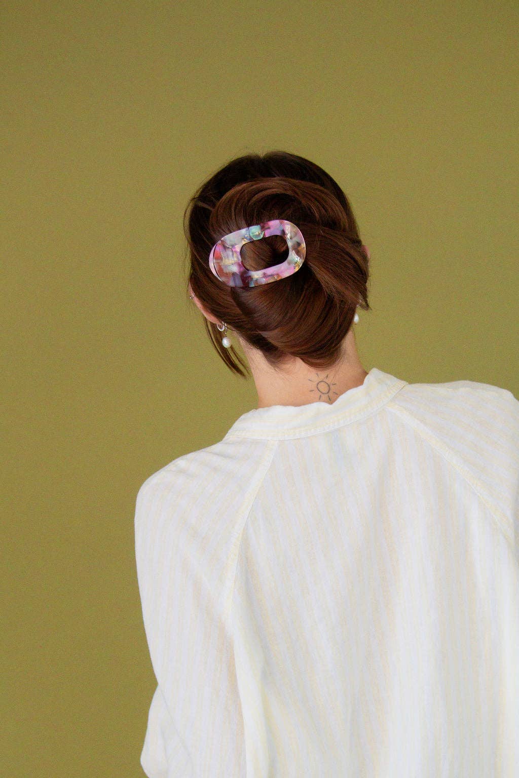 Acetate Circle Cutout Flat Claw Clips: Pink and Green