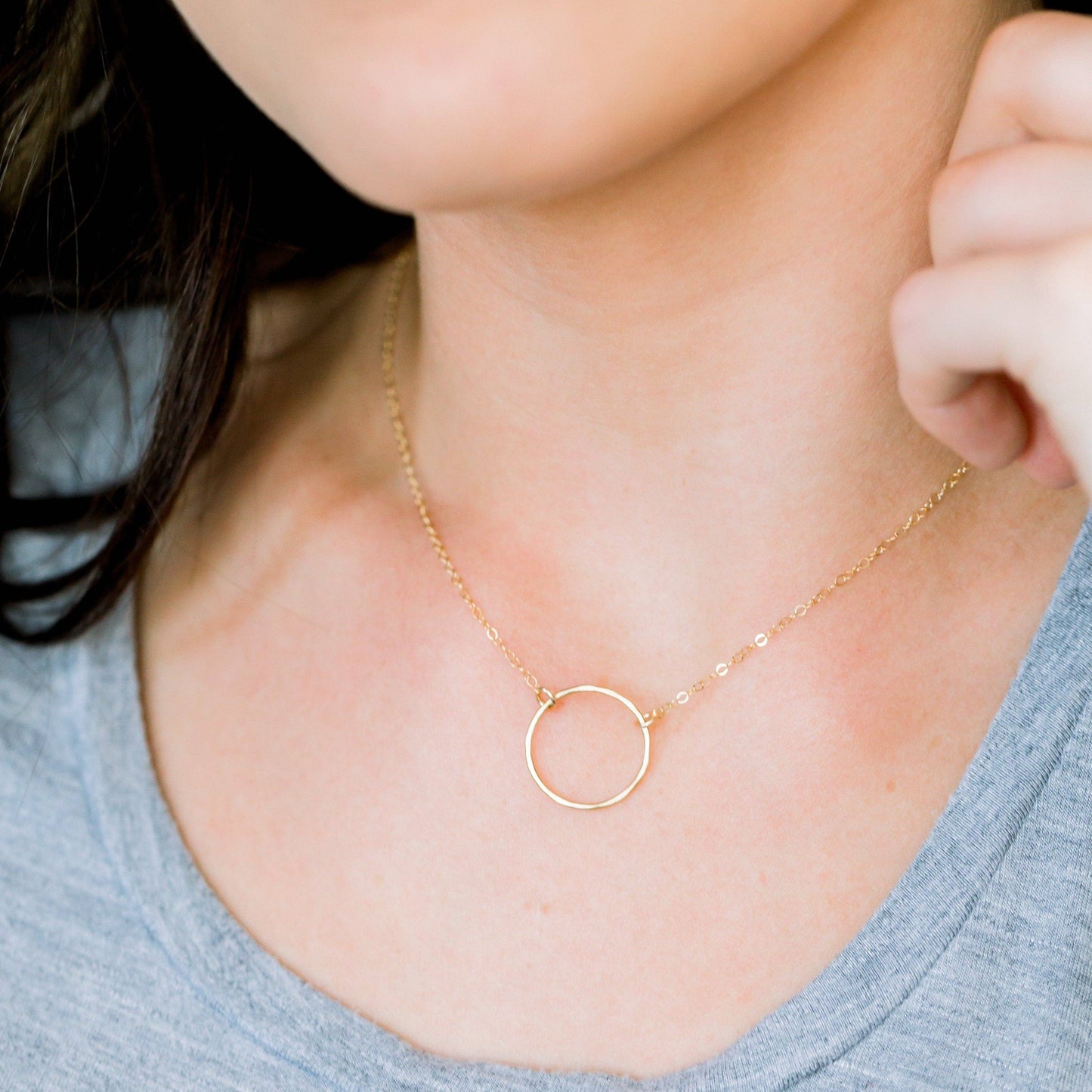 Open Ring Necklace - Waterproof, Hypoallergenic, Minimalist: Silver