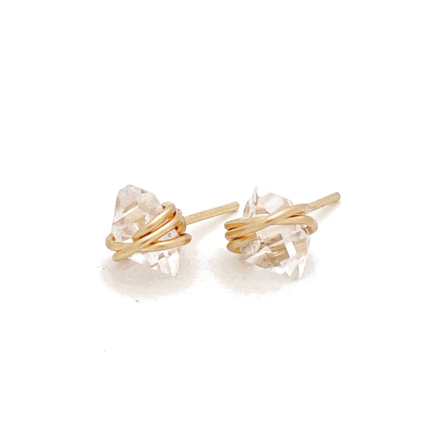 Herkimer Diamond Stud Earrings - Hypoallergenic, Waterproof: Gold