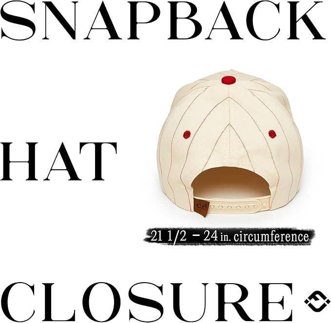 Two Tone Vintage Snapback Hat - Pinstripe Red/Beige