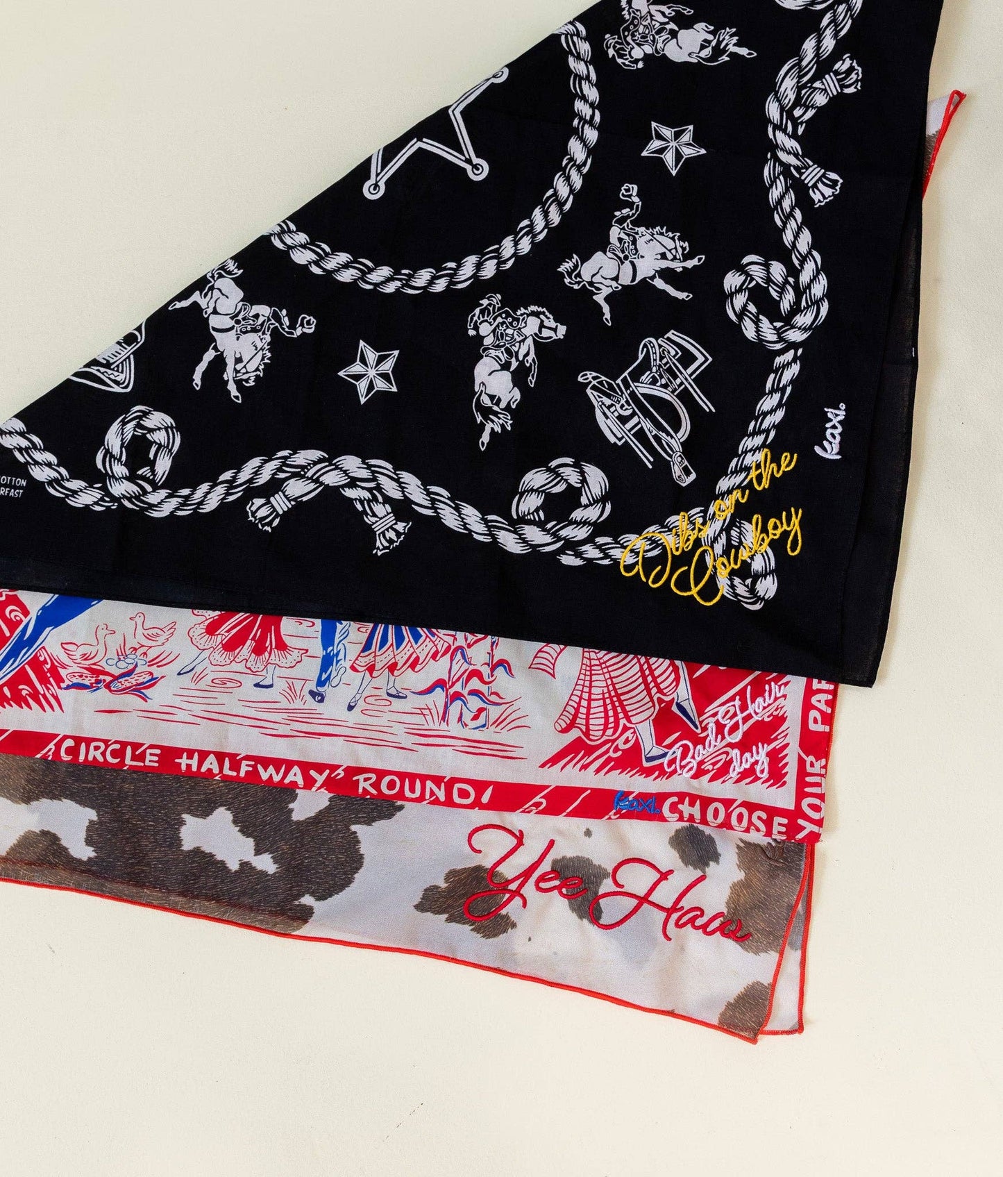 WESTERN BANDANAS: BLACK/DIBS ON THE COWBOY