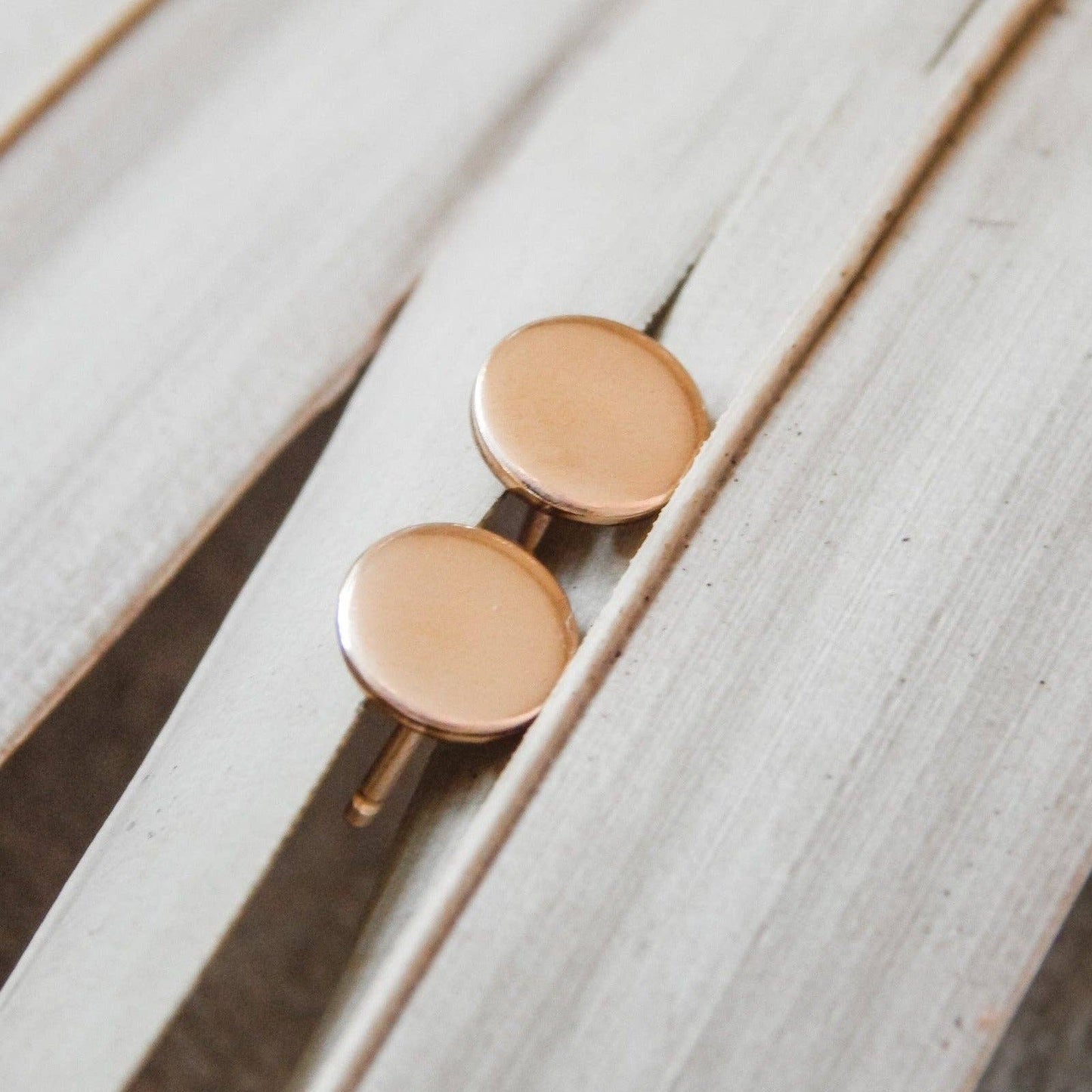 Circle Stud Earrings - Hypoallergenic, Waterproof, Dainty: Hammered / Gold