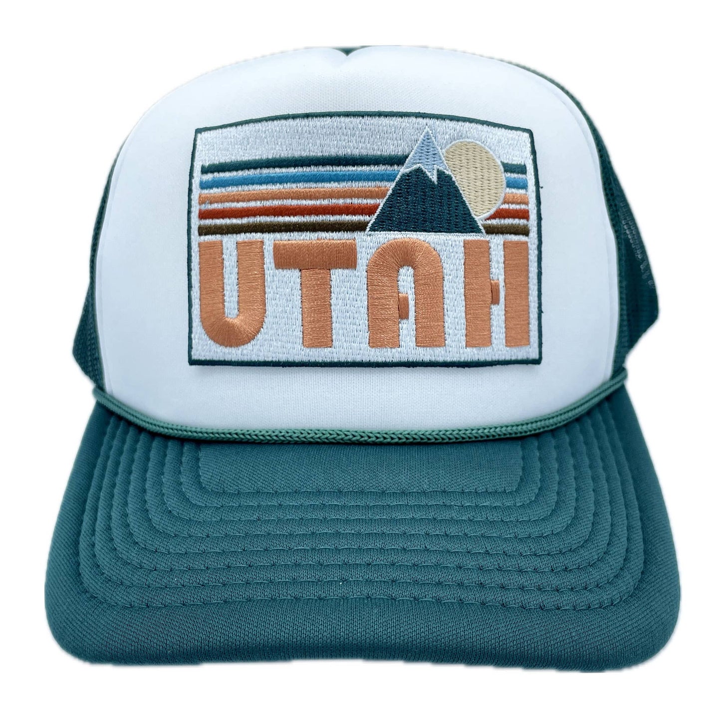 Utah Trucker Hat Retro Mountain - Light Pink/White