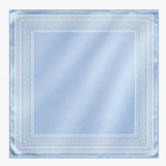 Paisley Border Print Satin Scarf: Powder Blue