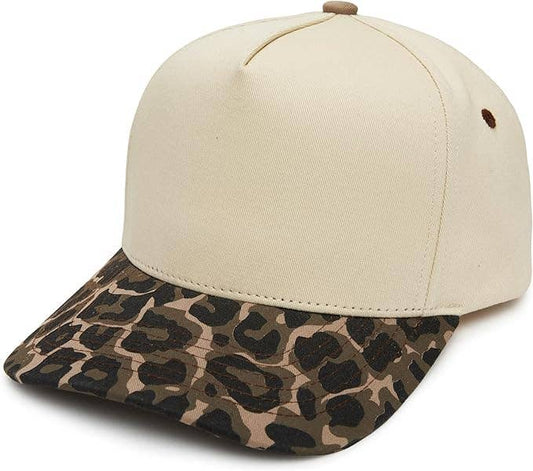 2-Tone Snapback Hat - Leopard/Beige