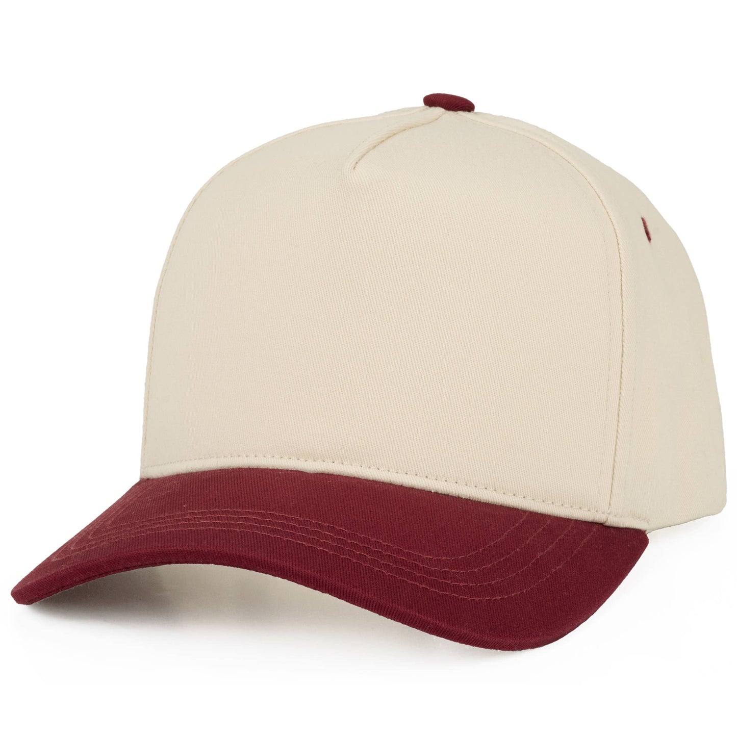 C.C Two Tone Cotton Criss-Cross Back Ponytail Trucker Hat: Red