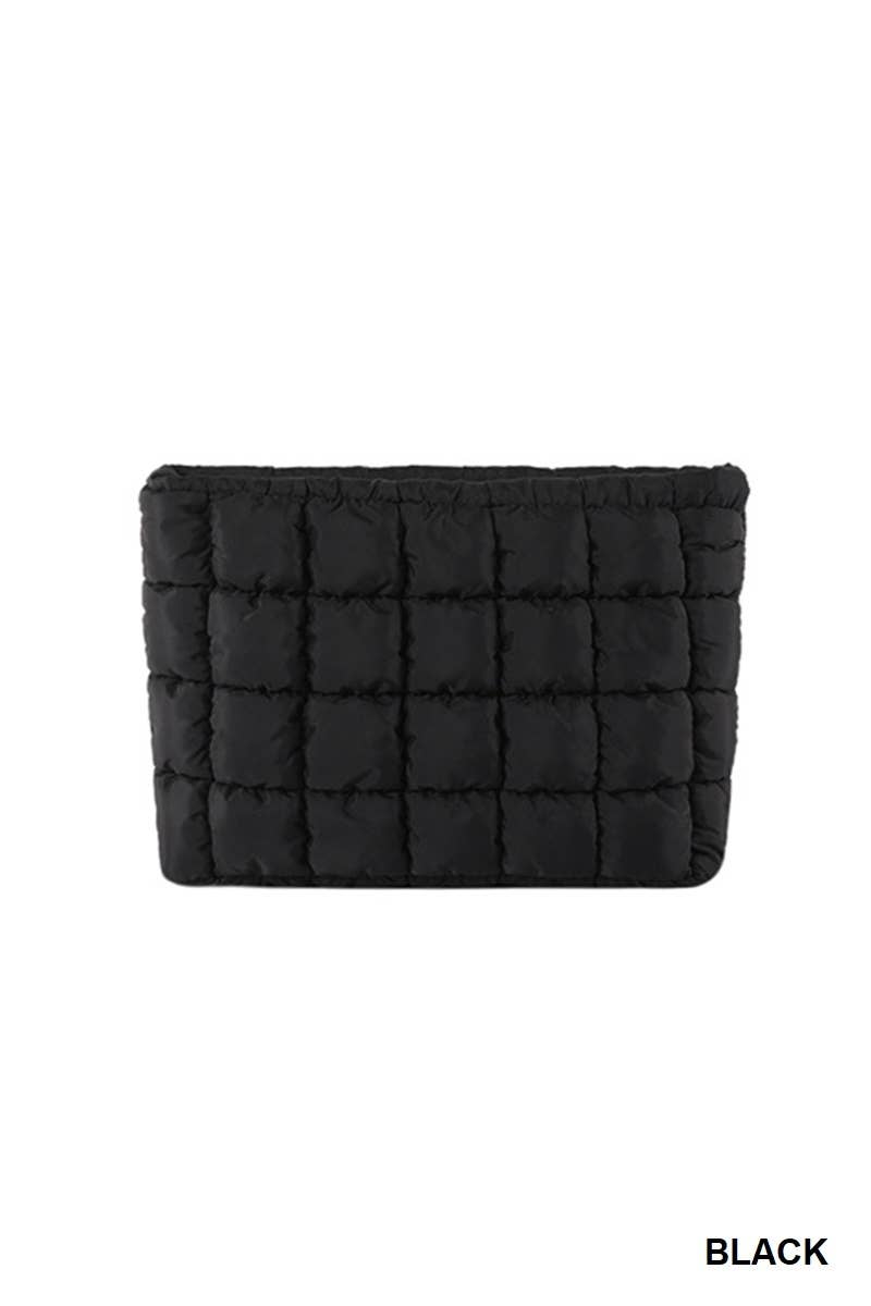 Quilted Cosmetic Makeup Pouch: KELLY GREEN