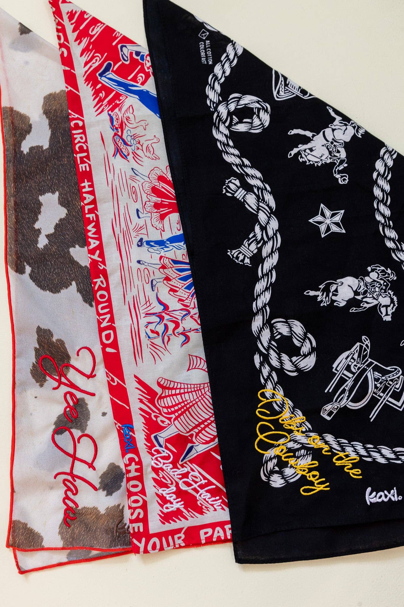 WESTERN BANDANAS: BLACK/DIBS ON THE COWBOY