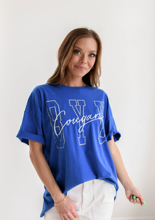 BYU Owens Outline Oversized Band Tee: WASHEDROYAL / XL