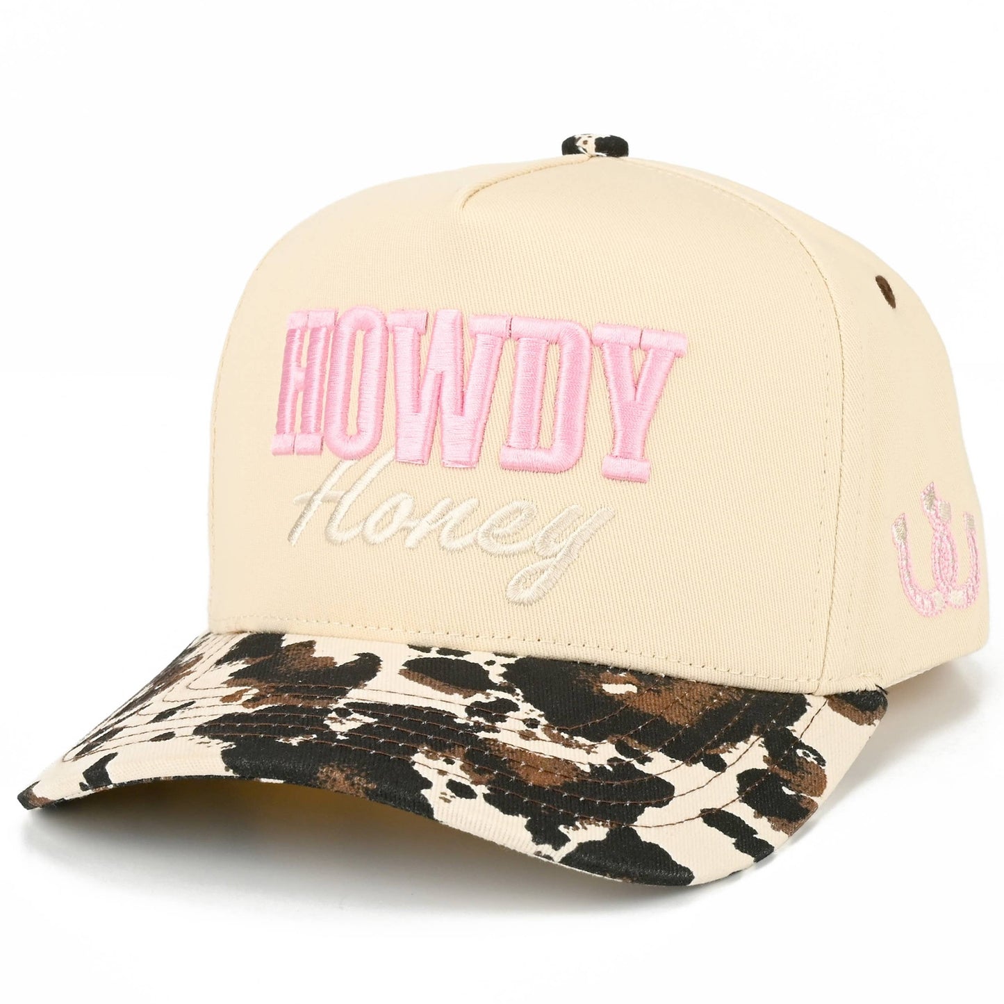 C.C HOWDY HONEY Letter Embroidered on Two Tone Trucker Hat: Cow