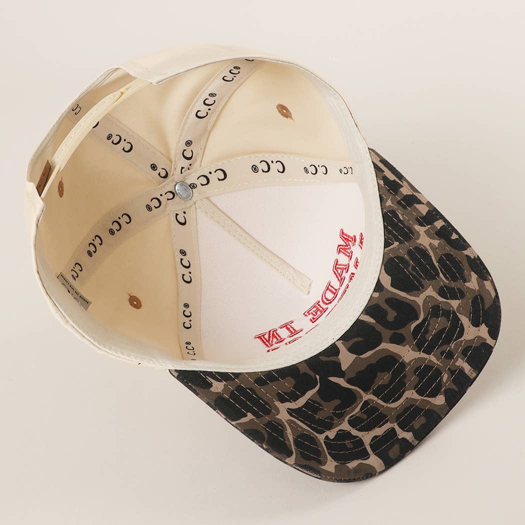 MADE IN AMERICA 3D Embroidered Two-Tone Leopard Brim Trucker: LPD / One Size