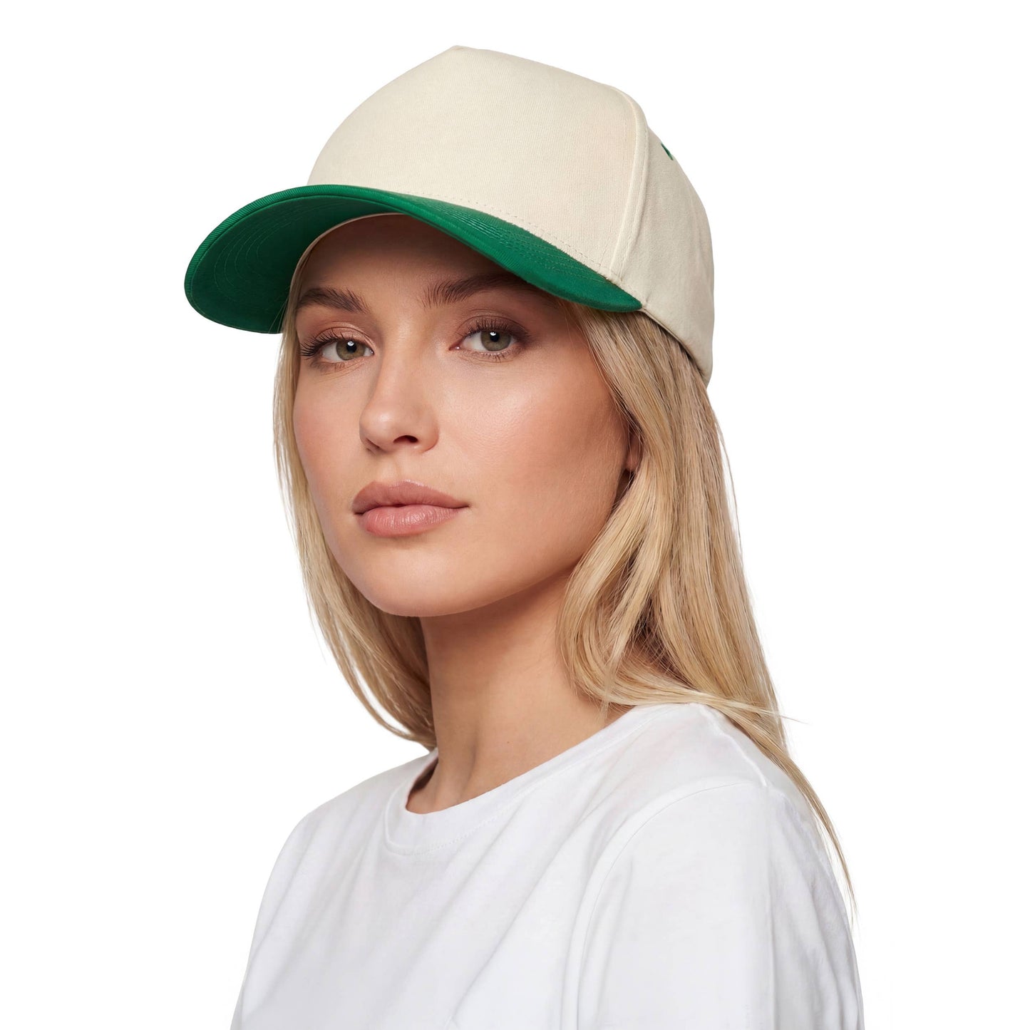 C.C Two Tone Cotton Criss-Cross Back Ponytail Trucker Hat: Hot Pink