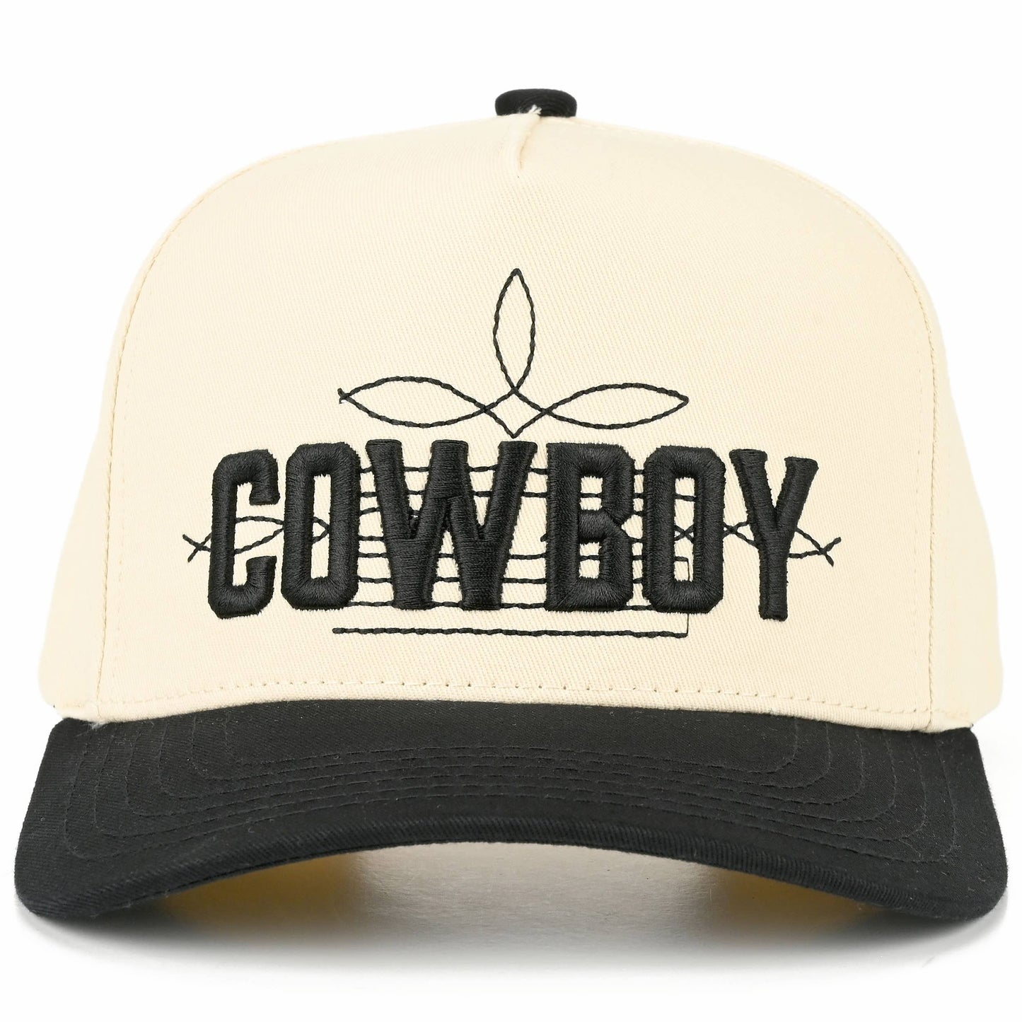 C.C COWBOY Letter Embroidered on Two Tone Trucker Hat: Brown/Brown
