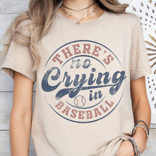 BRUINS There's No Crying in Baseball Sport Ballpark Graphic Tee: Beige / Small