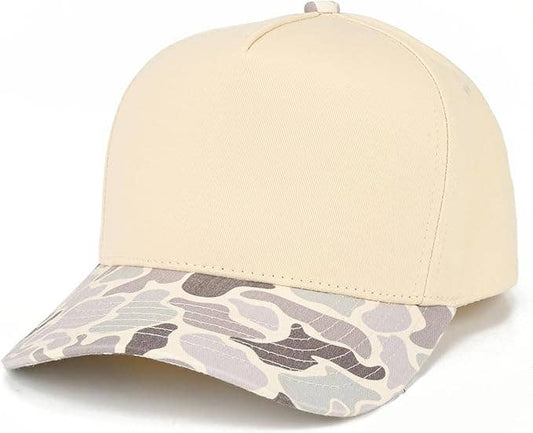 2 Tone Vintage Snapback Hat - Duck Camo Grey/Beige Mix