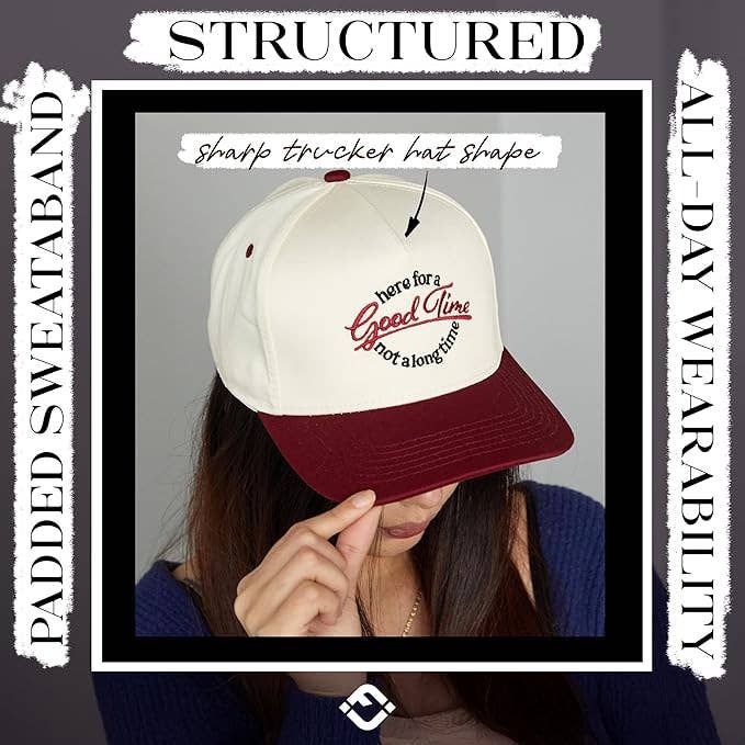 2-Tone Cap - Here for a Good Time Not a Long Time - Burgundy