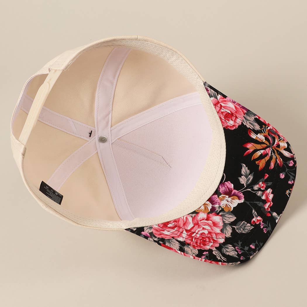 HOWDY Darlin' Embroidery Patch Floral Two-Tone Hat: Pink