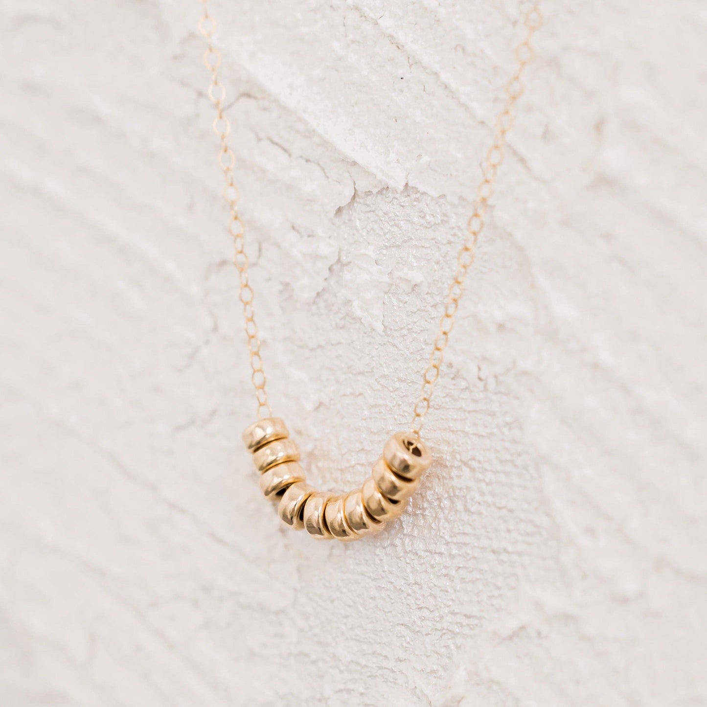 Roundel Bead Necklace - Waterproof, Hypoallergenic, Minimal: Gold