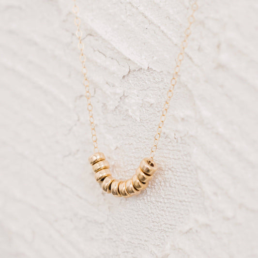 Roundel Bead Necklace - Waterproof, Hypoallergenic, Minimal: Gold