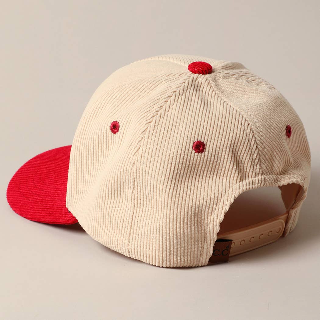 Game Day Corduroy Trucker Baseball Cap: Red