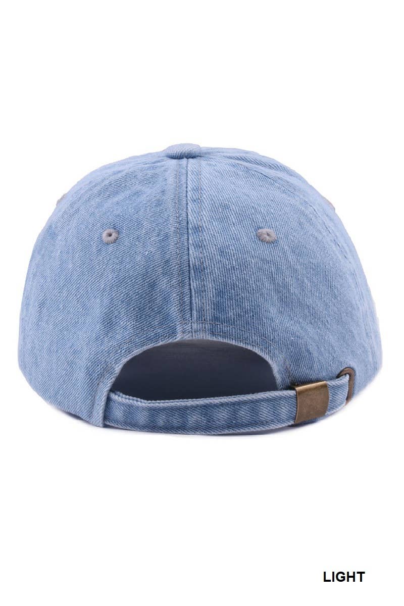 Denim Washed Cap: BLACK