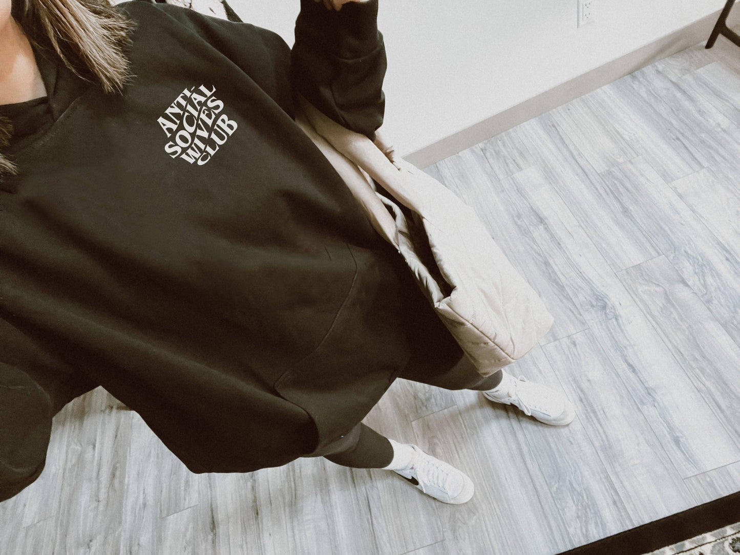 ANTI SOCIAL WIVES CLUB HOODIE: X Large / Black