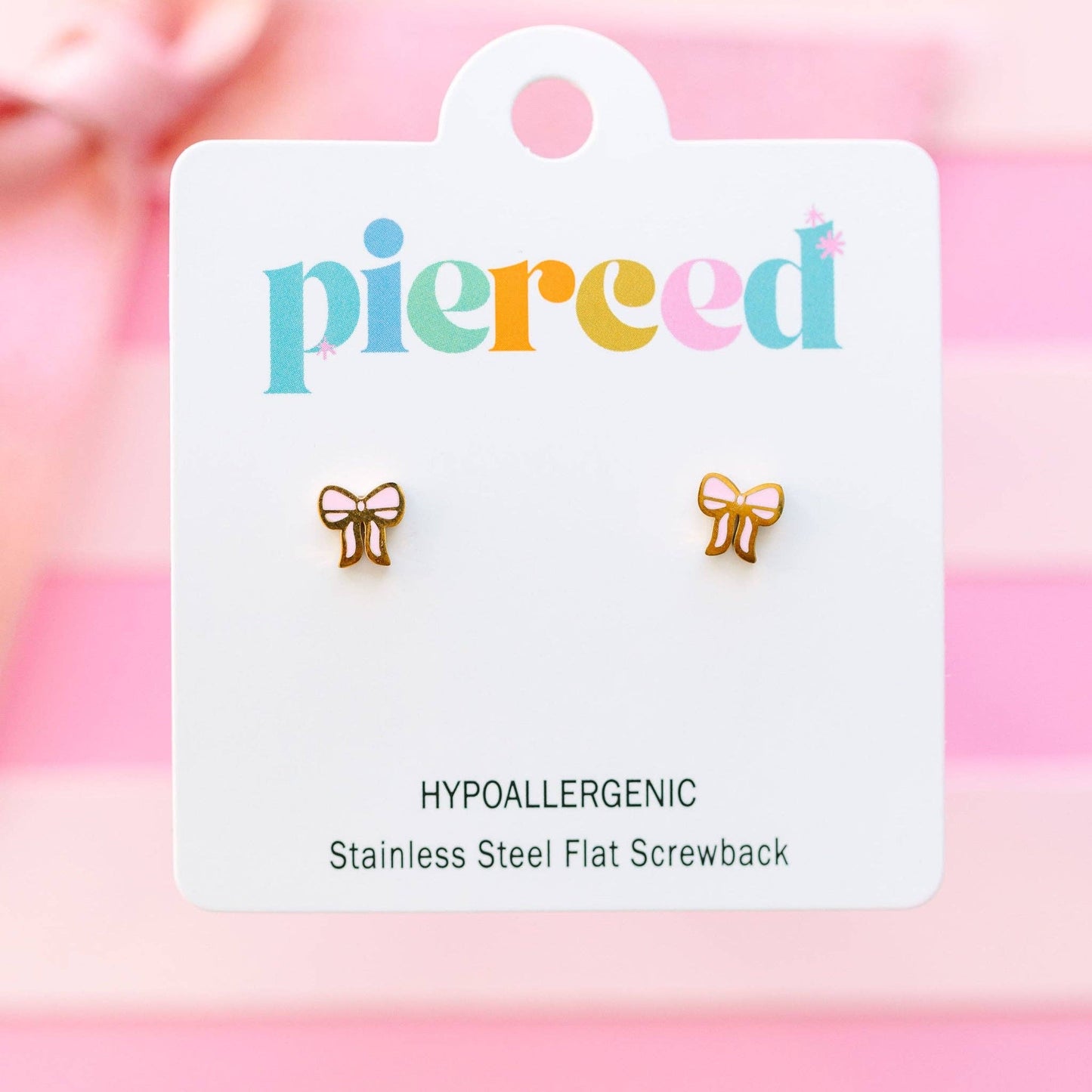 Pink Bow Studs