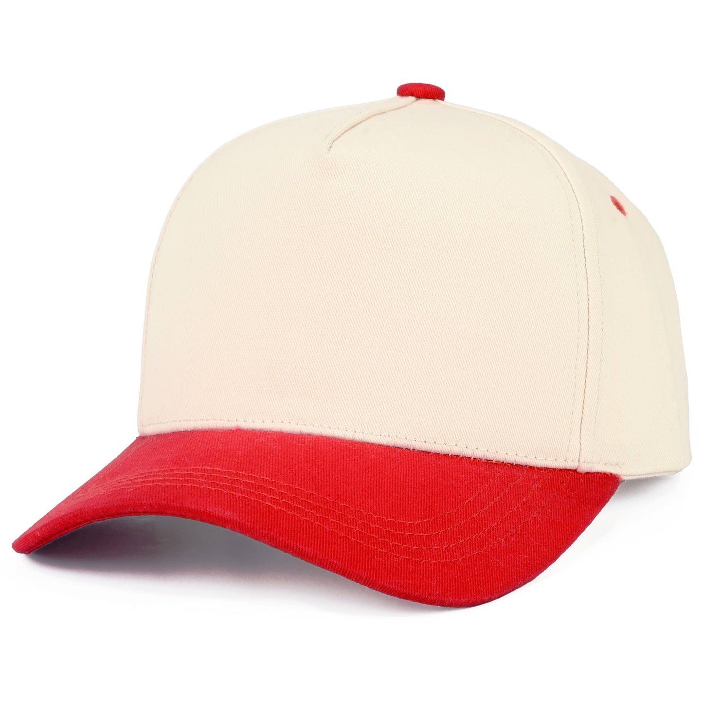 C.C Two Tone Cotton Criss-Cross Back Ponytail Trucker Hat: Red