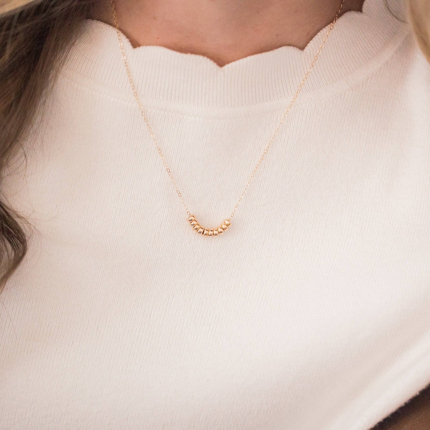 Roundel Bead Necklace - Waterproof, Hypoallergenic, Minimal: Gold