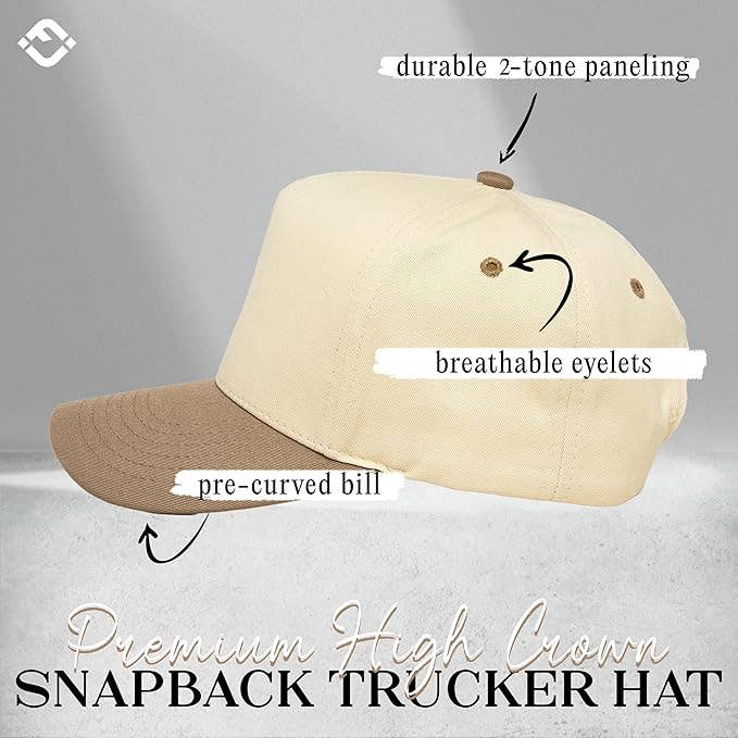 Two Tone Vintage Snapback Hat - Khaki/Beige