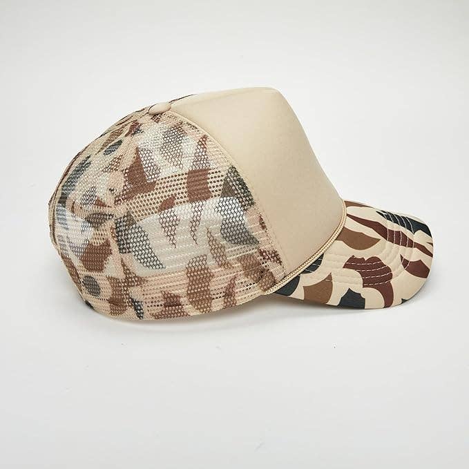 Snapback Trucker Hat - Khaki Camo