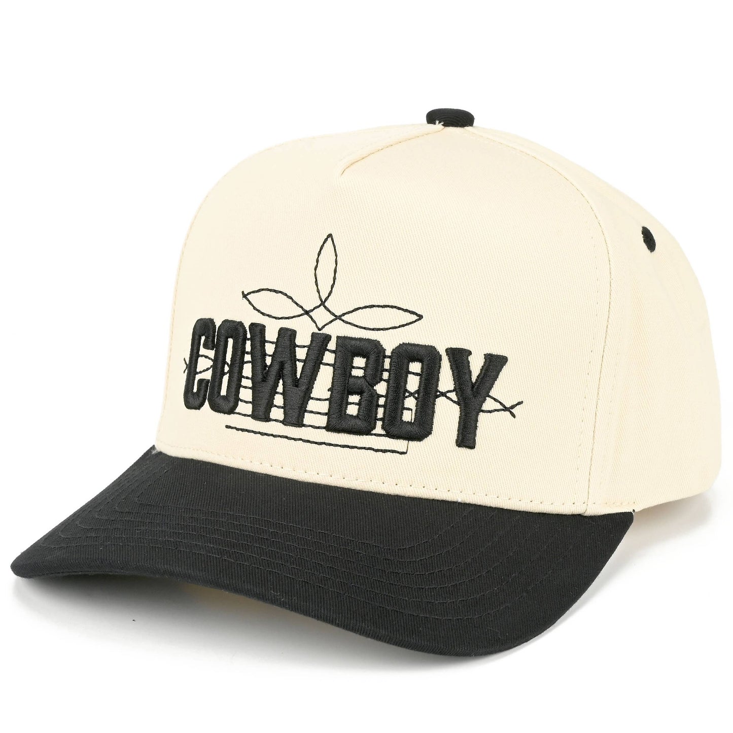 C.C COWBOY Letter Embroidered on Two Tone Trucker Hat: Brown/Brown